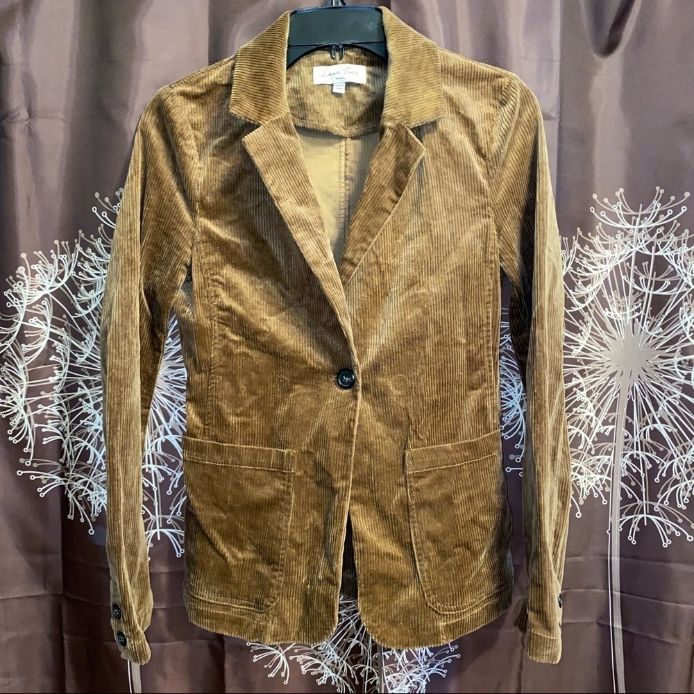 LOVE TREE Brown Corduroy Jacket blazer one button Size Small S